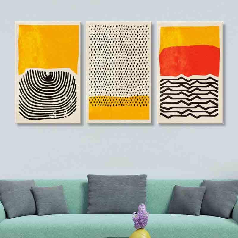 Wall Art & Paintings - Mindfulness Wall Art - Yellow - Set Of Three