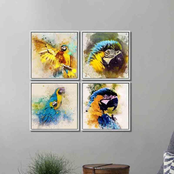 Buy Wall Art & Paintings - Parrots Wall Art - Set Of Four at Vaaree online