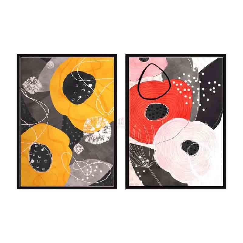 Wall Art & Paintings - Patched Florals Wall Art - Set Of Two