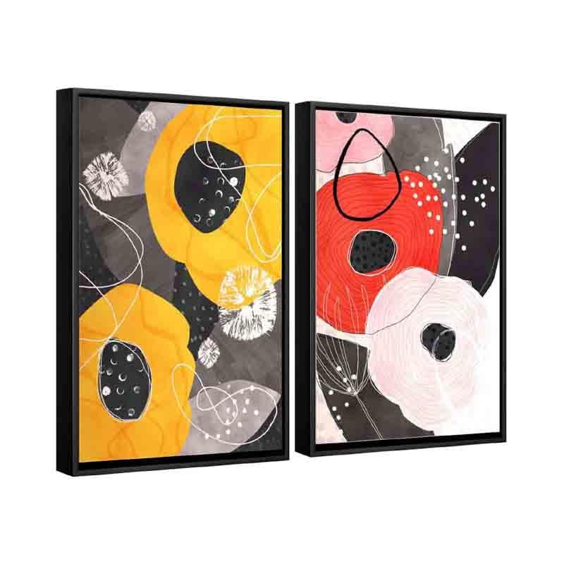 Wall Art & Paintings - Patched Florals Wall Art - Set Of Two