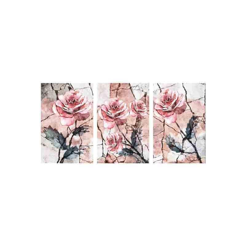 Wall Art & Paintings - Pink Rose Wall Art - Set Of Three