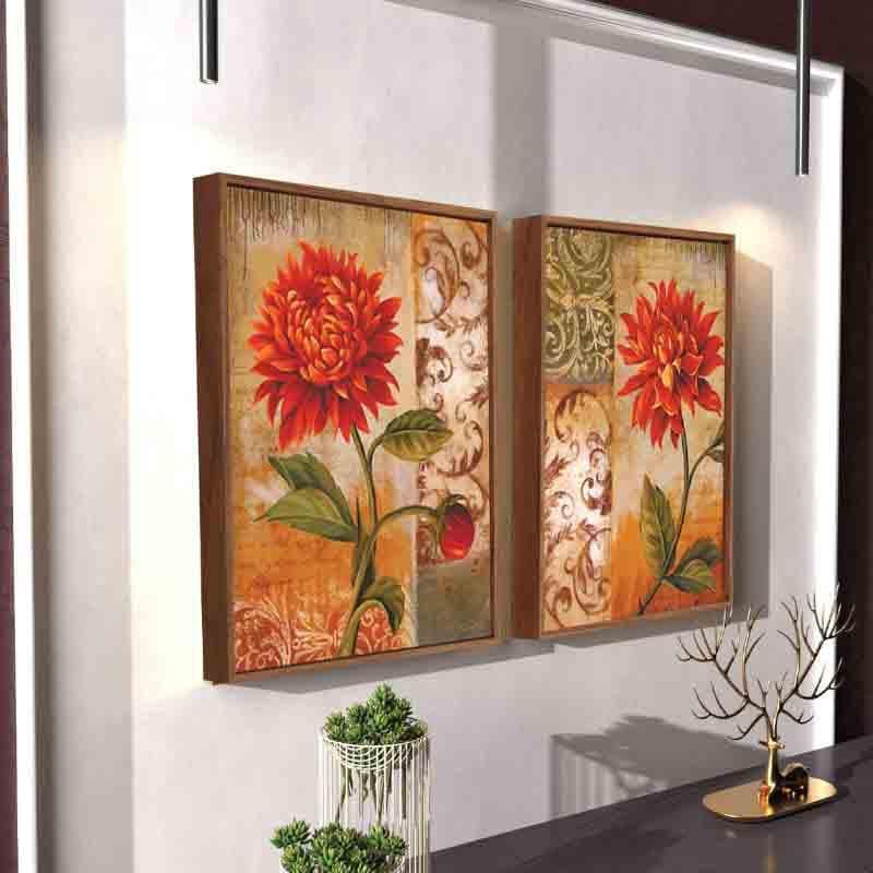 Buy Red Dahlias Wall Art - Set Of Two Wall Art & Paintings from Vaaree