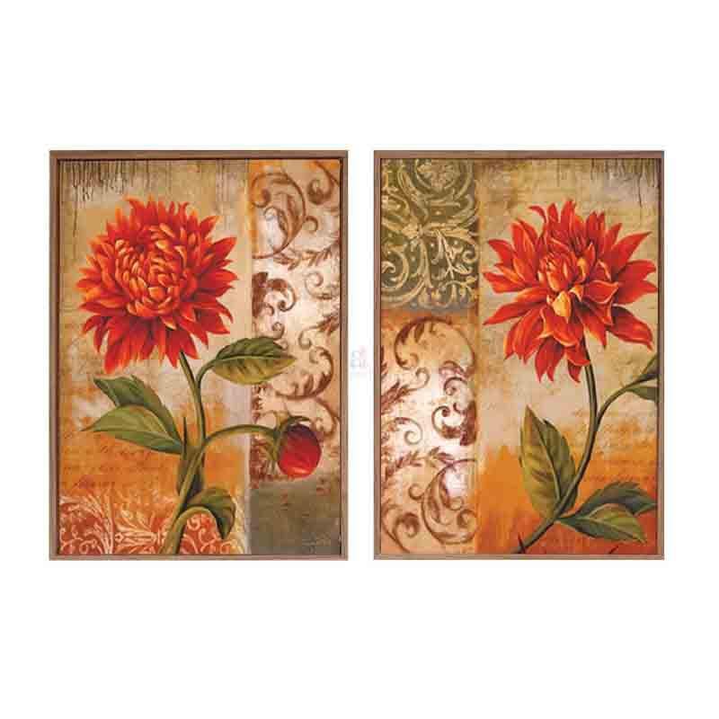 Buy Red Dahlias Wall Art - Set Of Two Wall Art & Paintings from Vaaree