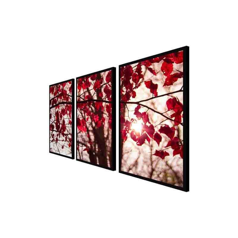 Wall Art & Paintings - Red Leaves Wall Art - Set Of Three