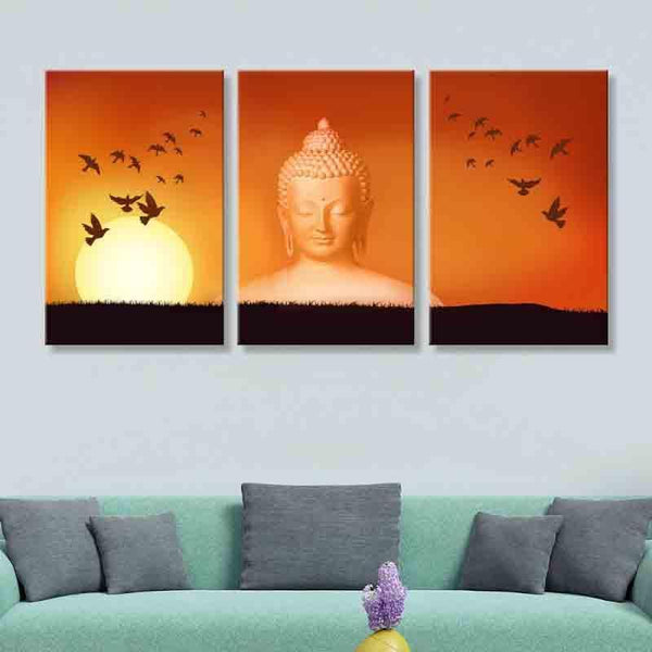 Wall Art & Paintings - Solitude Buddha Panelled Art - Set Of Three