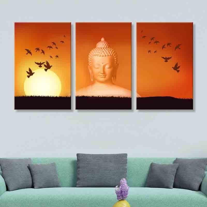 Buy Solitude Buddha Panelled Art - Set Of Three Wall Art & Paintings from Vaaree