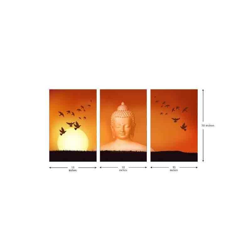 Wall Art & Paintings - Solitude Buddha Panelled Art - Set Of Three