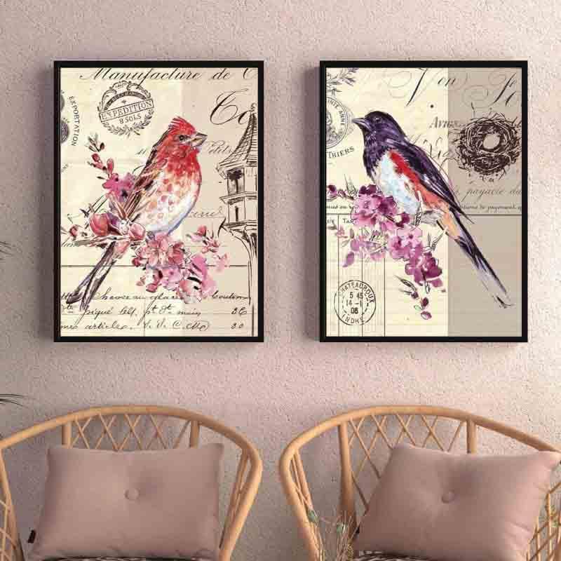 Buy Splattered Blue Birds Wall Art - Set Of Two Wall Art & Paintings from Vaaree