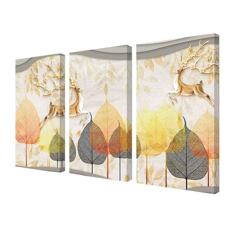 Wall Art & Paintings - The Running Deers Wall Art - Set Of Three