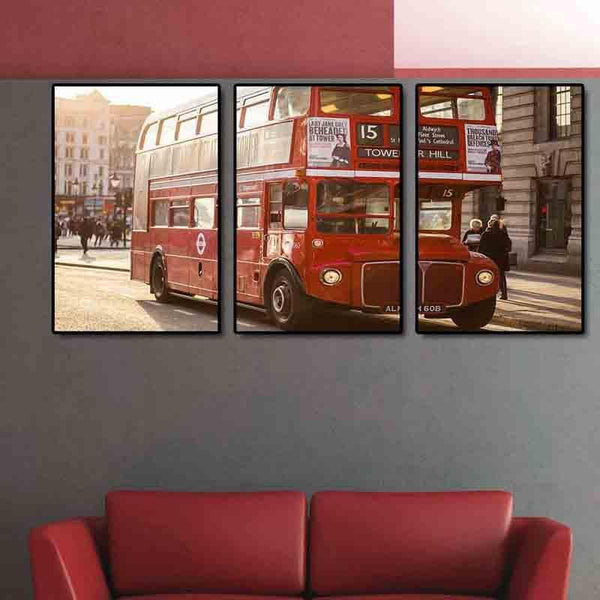 Wall Art & Paintings - Vintage Double Decker Wall Art - Set Of Three