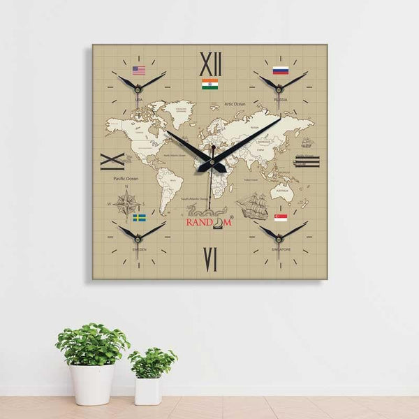 Wall Clock - Around The World In 24 Hours Wall Clock - Beige