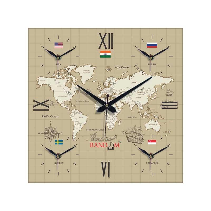 Wall Clock - Around The World In 24 Hours Wall Clock - Beige