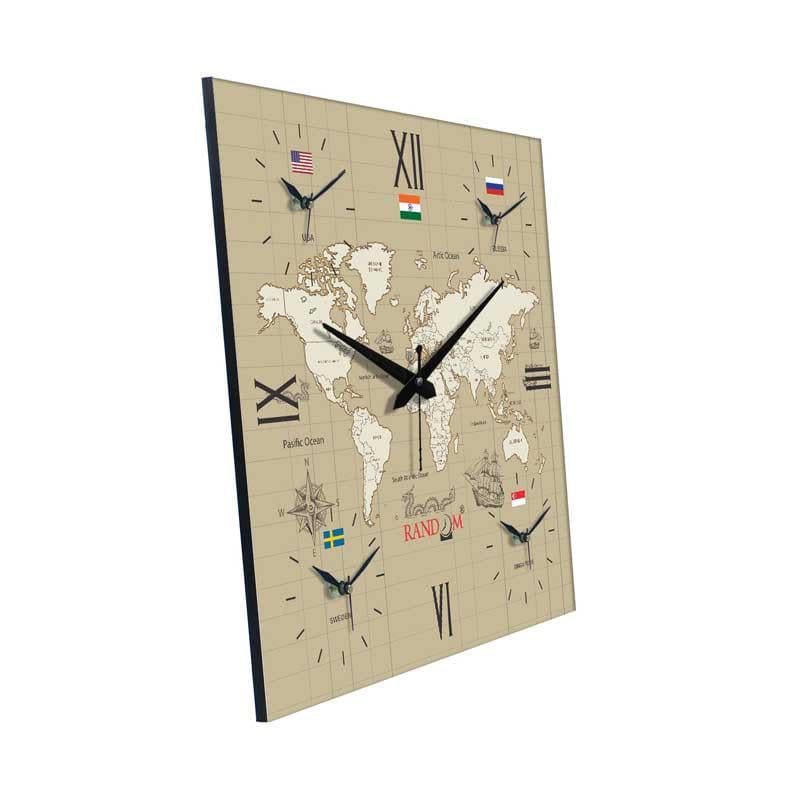 Wall Clock - Around The World In 24 Hours Wall Clock - Beige