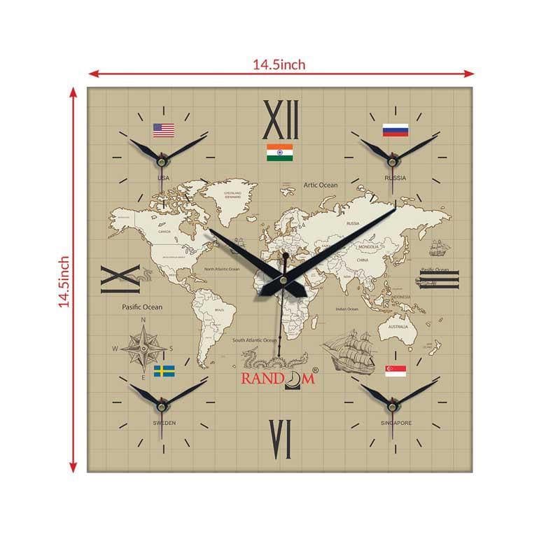 Wall Clock - Around The World In 24 Hours Wall Clock - Beige