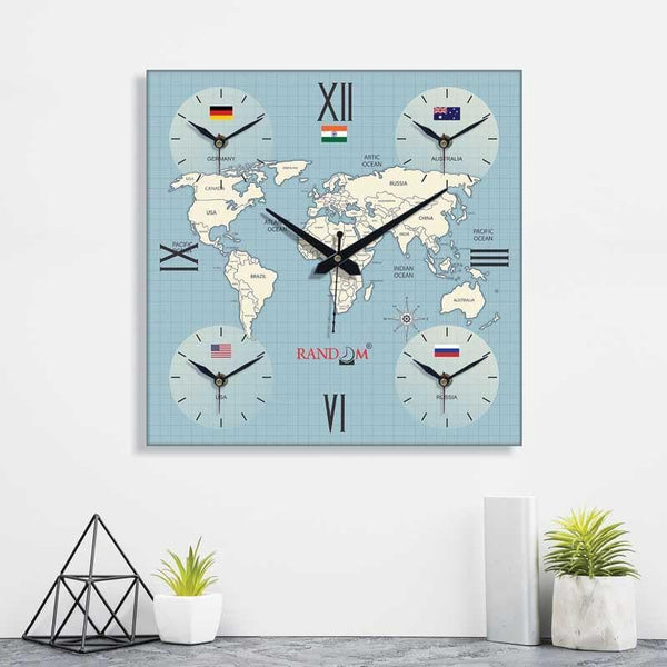 Wall Clock - Around The World In 24 Hours Wall Clock - Blue