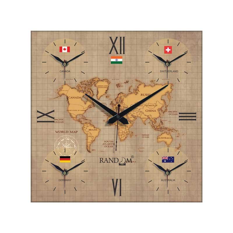 Buy Around The World In 24 Hours Wall Clock - Brown Wall Clock from Vaaree