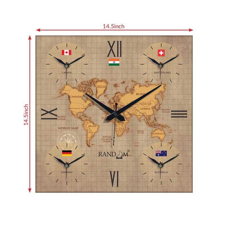 Wall Clock - Around The World In 24 Hours Wall Clock - Brown