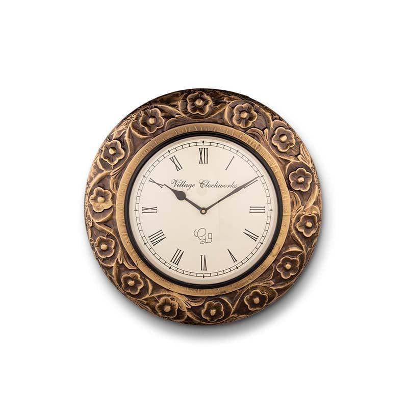 Buy Carved In Flower Power Clock - Gold Wall Clock from Vaaree