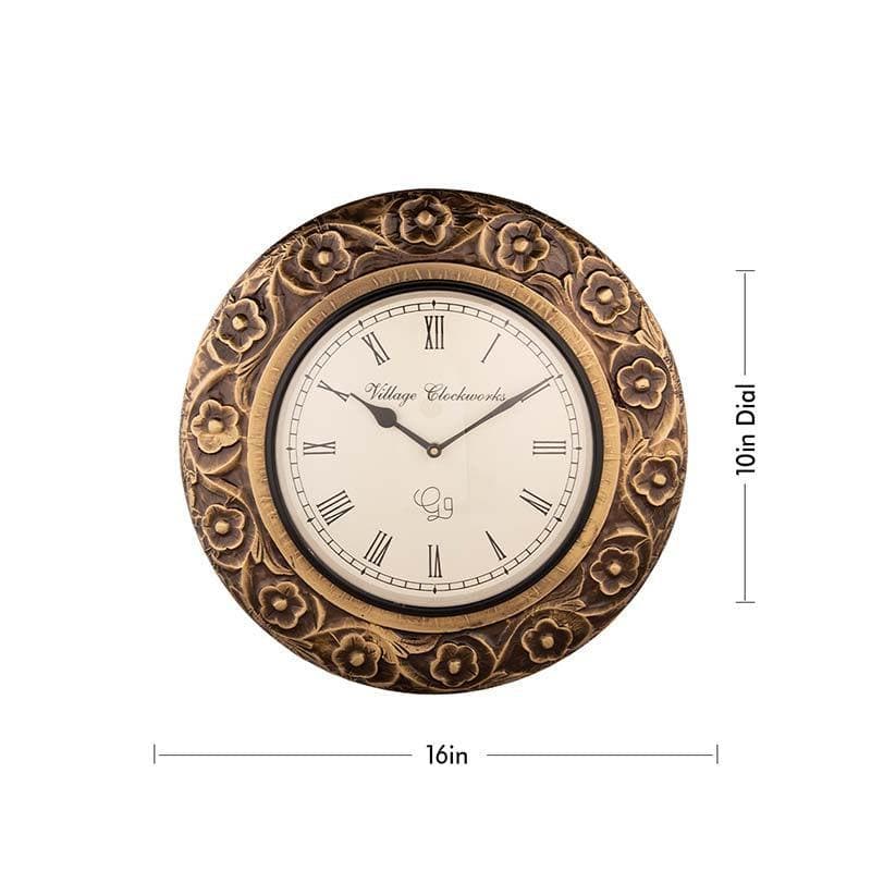 Buy Carved In Flower Power Clock - Gold Wall Clock from Vaaree