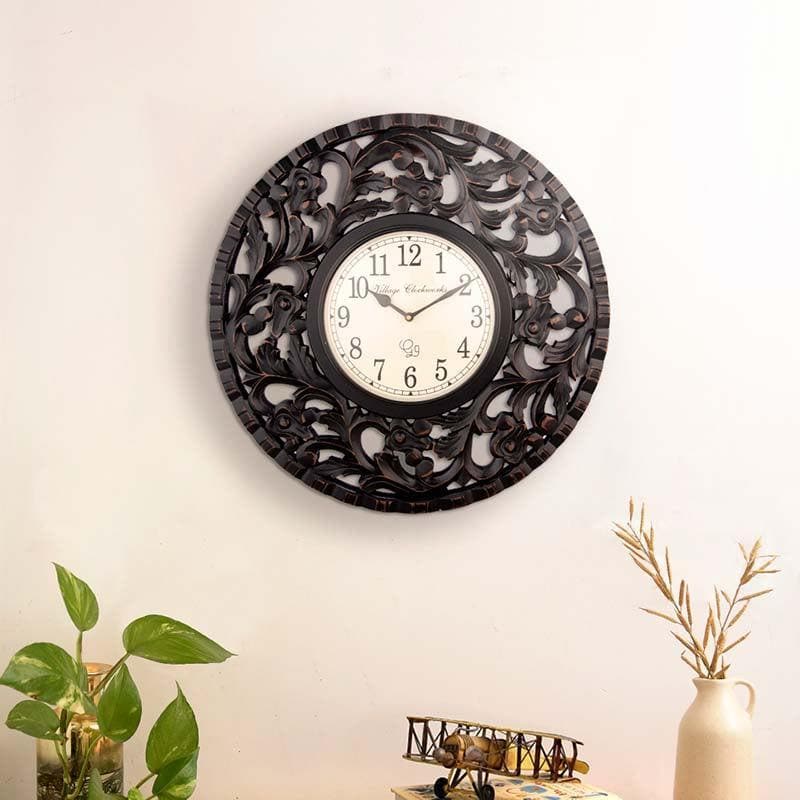 Wall Clock - Firewood Handcarved Circular Clock