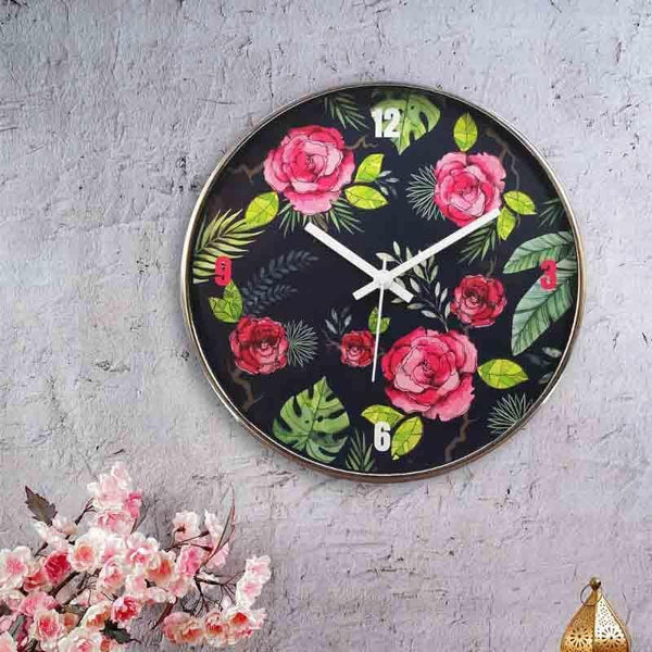 Wall Clock - Misty Morning Blue Roses Wall Clock