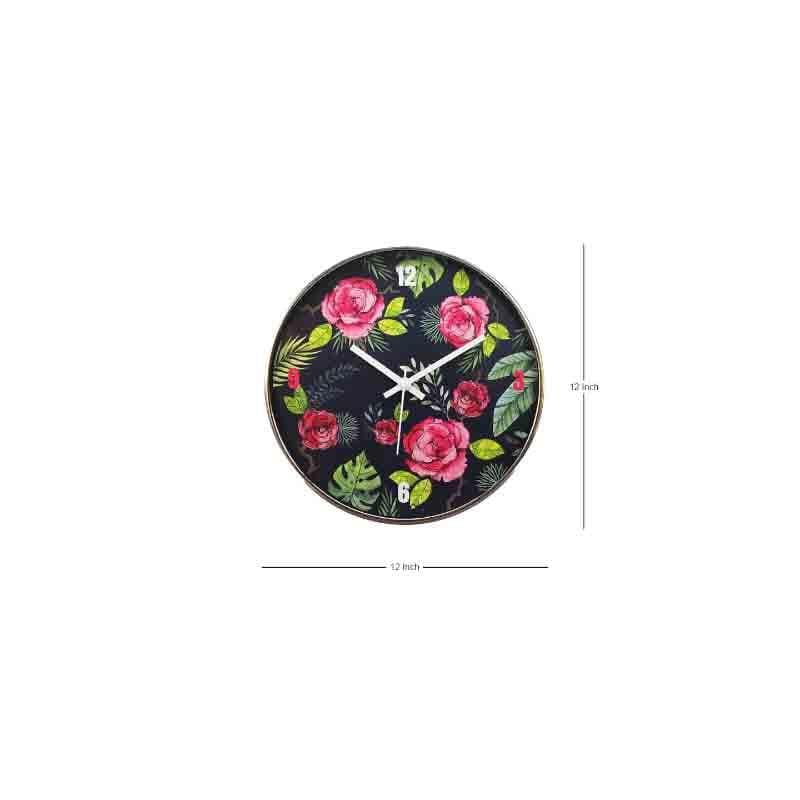 Wall Clock - Misty Morning Blue Roses Wall Clock