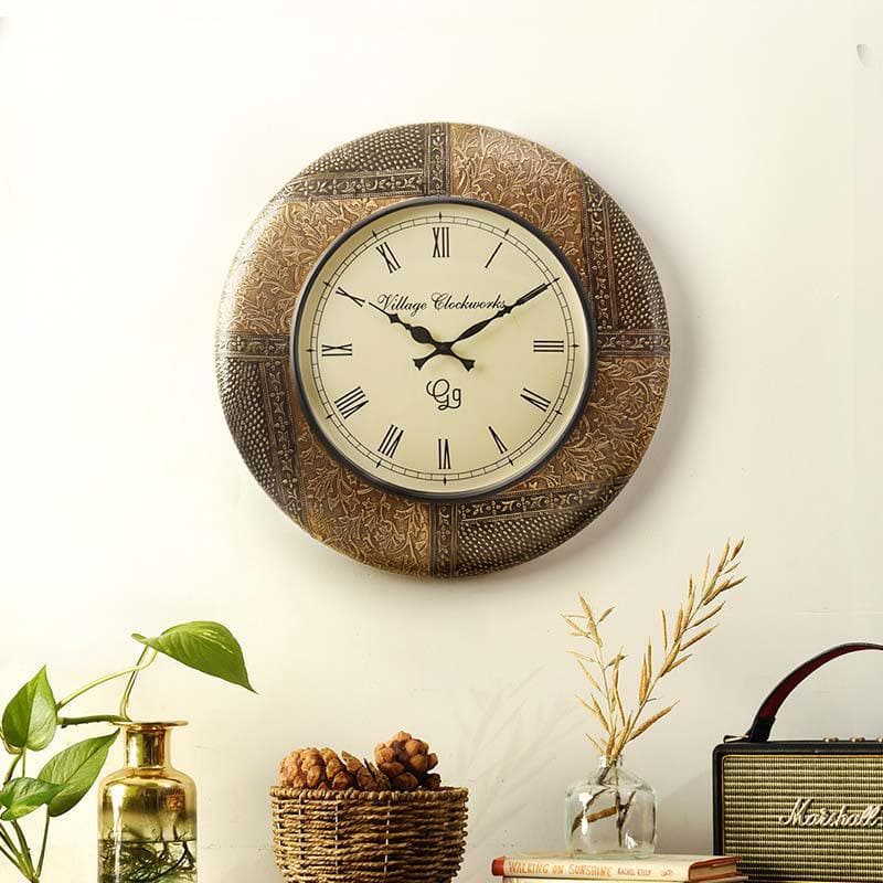 Buy Wall Clock - Muted Gold Wall Clock at Vaaree online