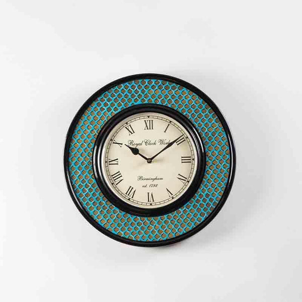 Wall Clock - Scaley Handpainted Wall Clock - Blue