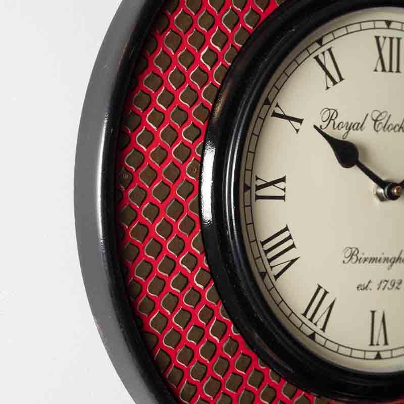 Wall Clock - Scaley Handpainted Wall Clock - Red