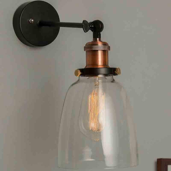 Wall Lamp - Bell Bottom Glass - Bronze - Arm Light