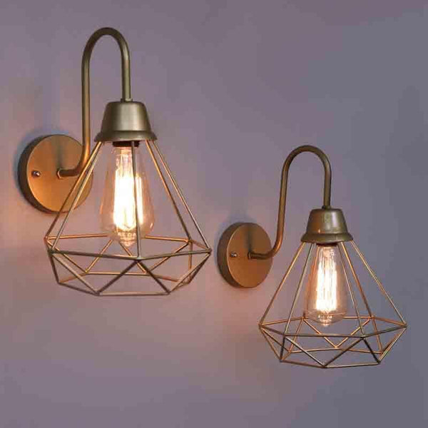 Buy Dapper Diamond Wall Lamp - Gold - Set Of Two Wall Lamp from Vaaree