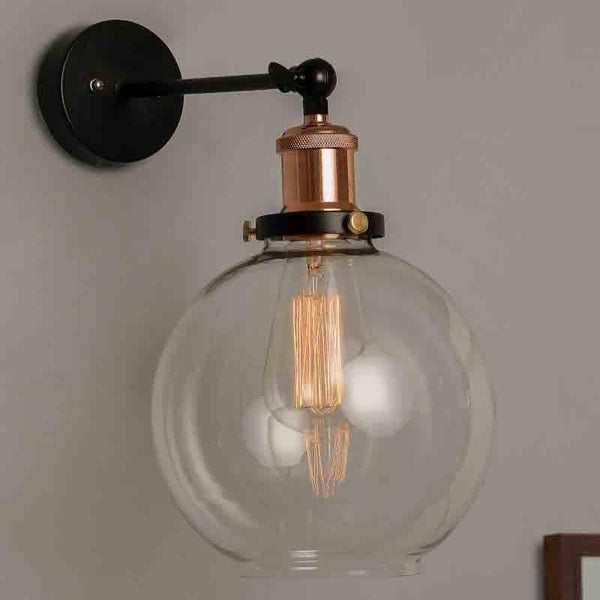 Wall Lamp - Globe Glass - Bronze - Arm Light