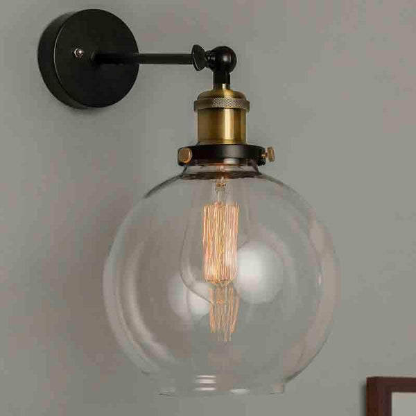 Wall Lamp - Globe Glass - Gold - Arm Light