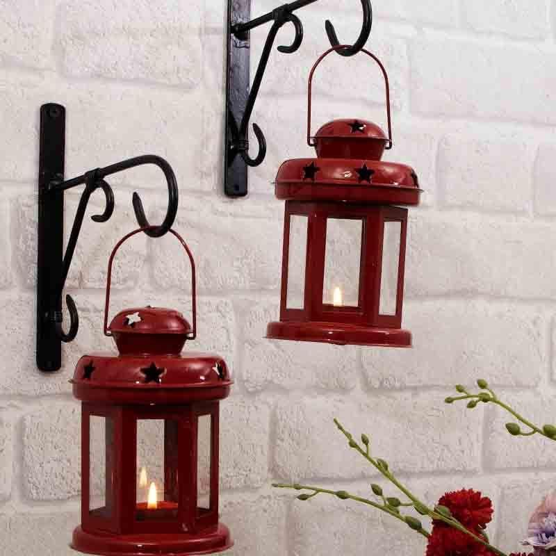 Buy Lovestruck Lantern Tealight Candle Holder (Red) - Set Of Two Candle Holders from Vaaree