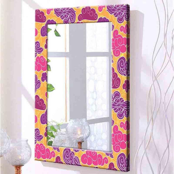 Wall Mirror - Clouds Mirror - Purple & Yellow