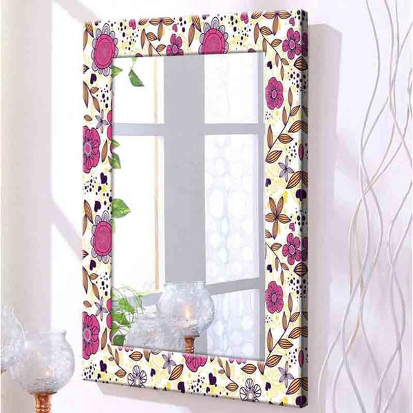 Wall Mirror - Flower Shower Mirror - Pink & White