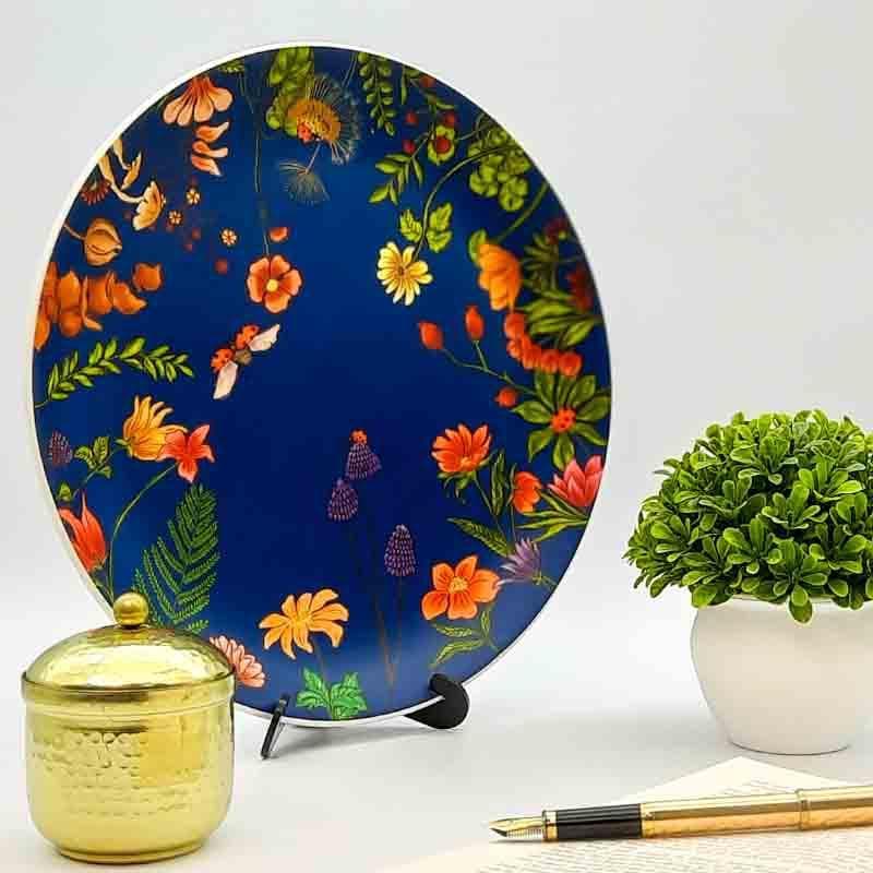 Buy Wall Plates - Floral Bliss Blue Decorative Wall Plate at Vaaree online