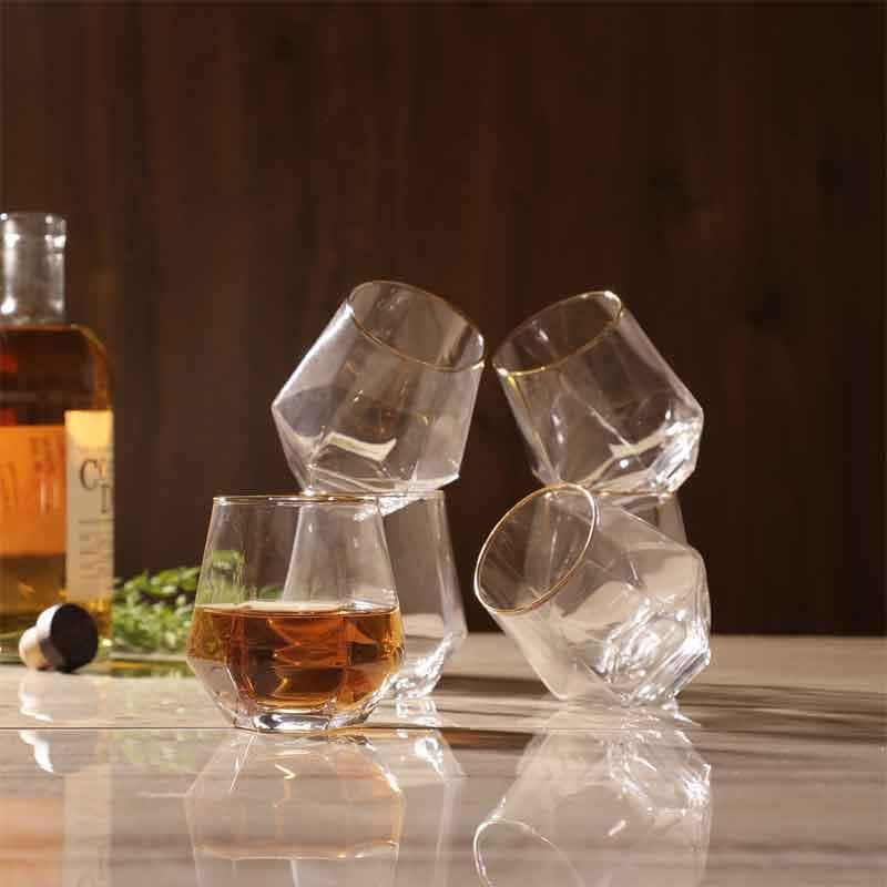 Buy Contoured Whiskey Glass (310 ml ) - Set Of Six Scotch & Whiskey Glasses from Vaaree