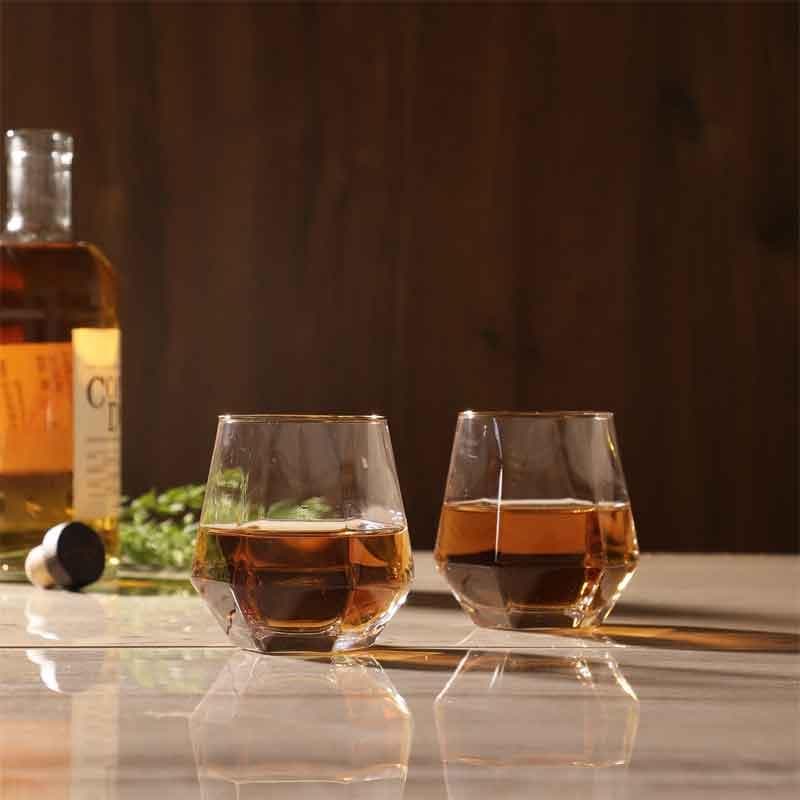 Buy Contoured Whiskey Glass (310 ml ) - Set Of Six Scotch & Whiskey Glasses from Vaaree