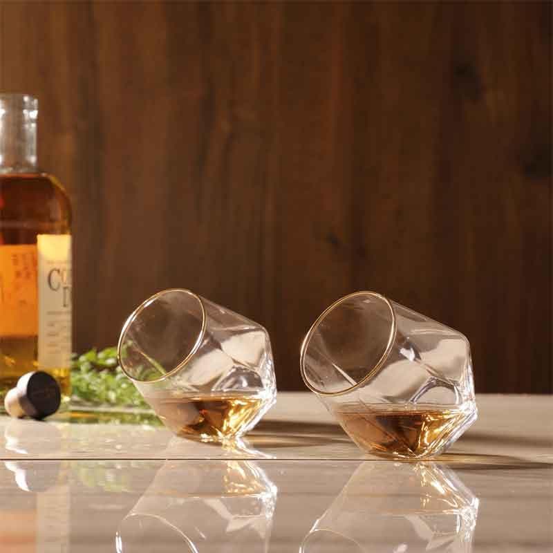 Buy Contoured Whiskey Glass (310 ml ) - Set Of Six Scotch & Whiskey Glasses from Vaaree