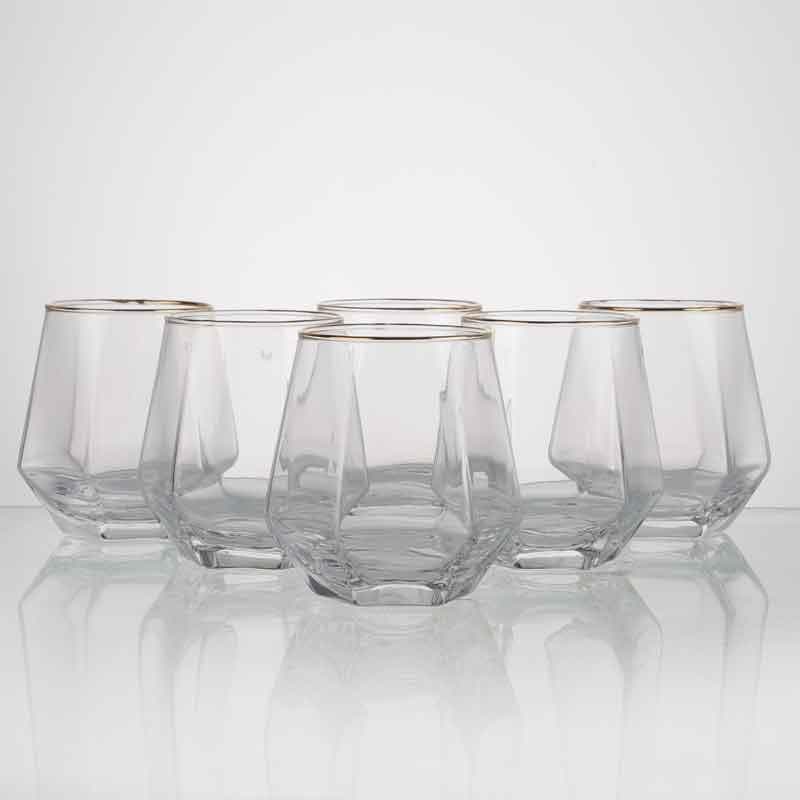 Buy Contoured Whiskey Glass (310 ml ) - Set Of Six Scotch & Whiskey Glasses from Vaaree