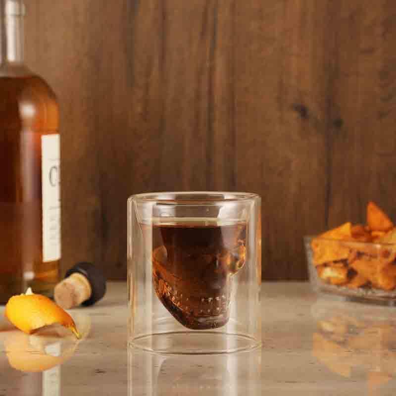 Buy Goth Skull Whiskey Glass (75 ml ) - Set Of Two Scotch & Whiskey Glasses from Vaaree