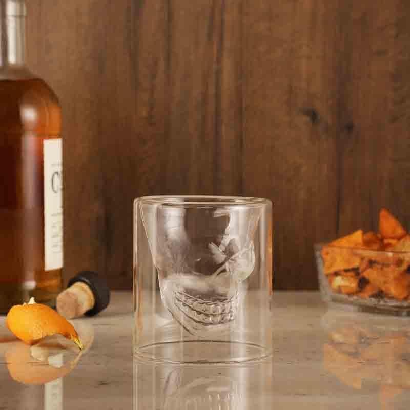 Buy Goth Skull Whiskey Glass (75 ml ) - Set Of Two Scotch & Whiskey Glasses from Vaaree