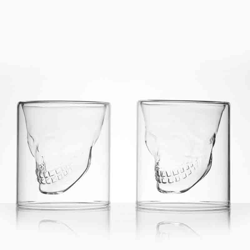 Buy Goth Skull Whiskey Glass (75 ml ) - Set Of Two Scotch & Whiskey Glasses from Vaaree