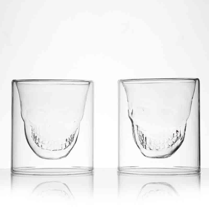 Buy Goth Skull Whiskey Glass (75 ml ) - Set Of Two Scotch & Whiskey Glasses from Vaaree