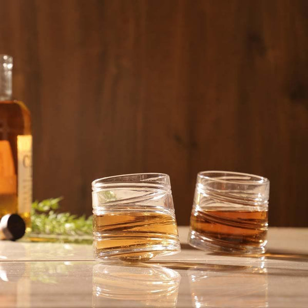 Buy Helix Spinning Whiskey Glass (300 ml ) - Set Of Six Scotch & Whiskey Glasses from Vaaree