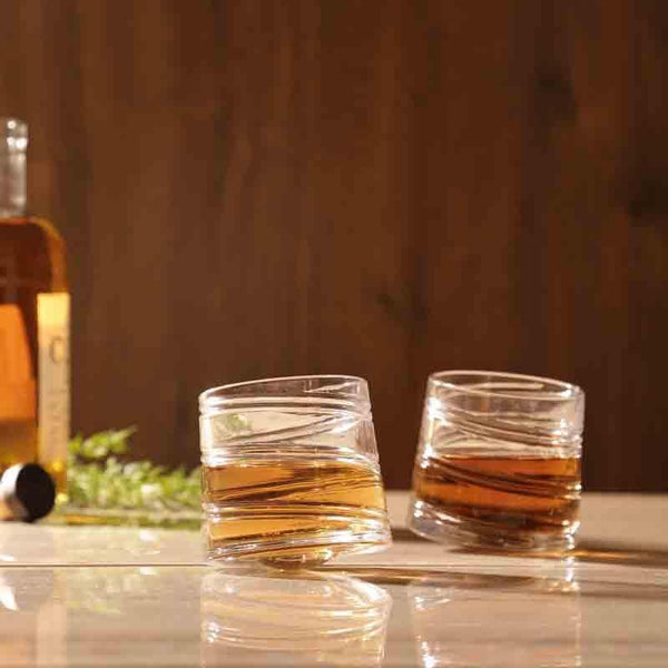 Buy Whiskey Glass - Helix Spinning Whiskey Glass - Set Of Two at Vaaree online