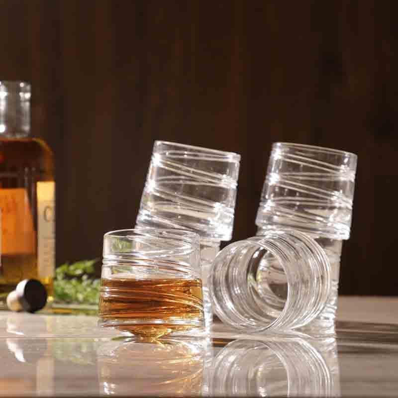 Buy Helix Spinning Whiskey Glass (300 ml ) - Set Of Two Scotch & Whiskey Glasses from Vaaree