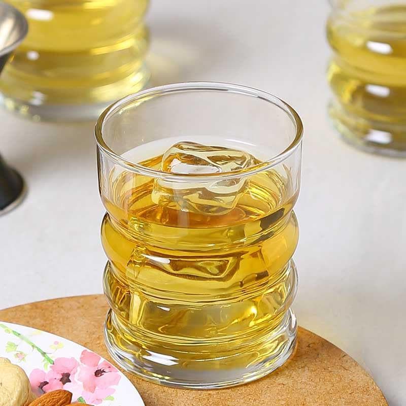 Buy Ribbed Whiskey Glass (240ml) - Set Of Six Scotch & Whiskey Glasses from Vaaree