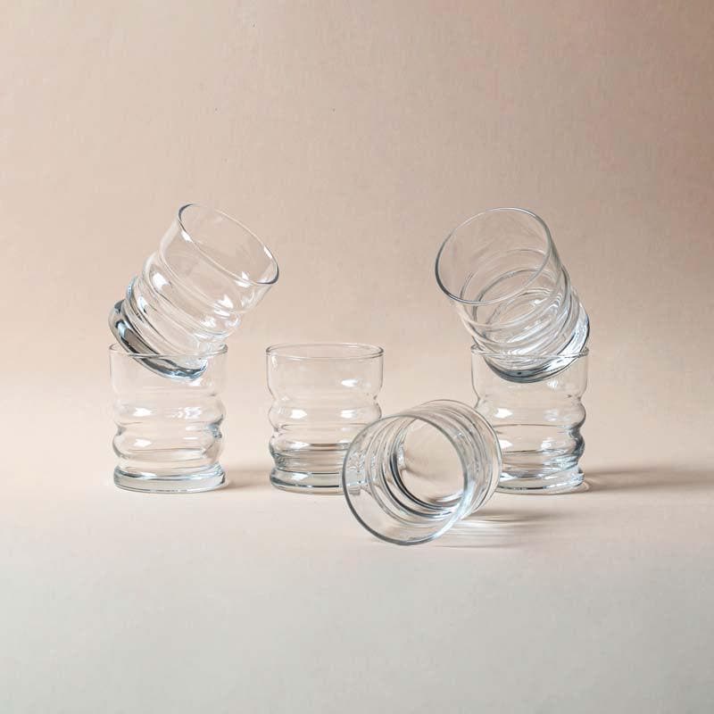 Buy Ribbed Whiskey Glass (240ml) - Set Of Six Scotch & Whiskey Glasses from Vaaree